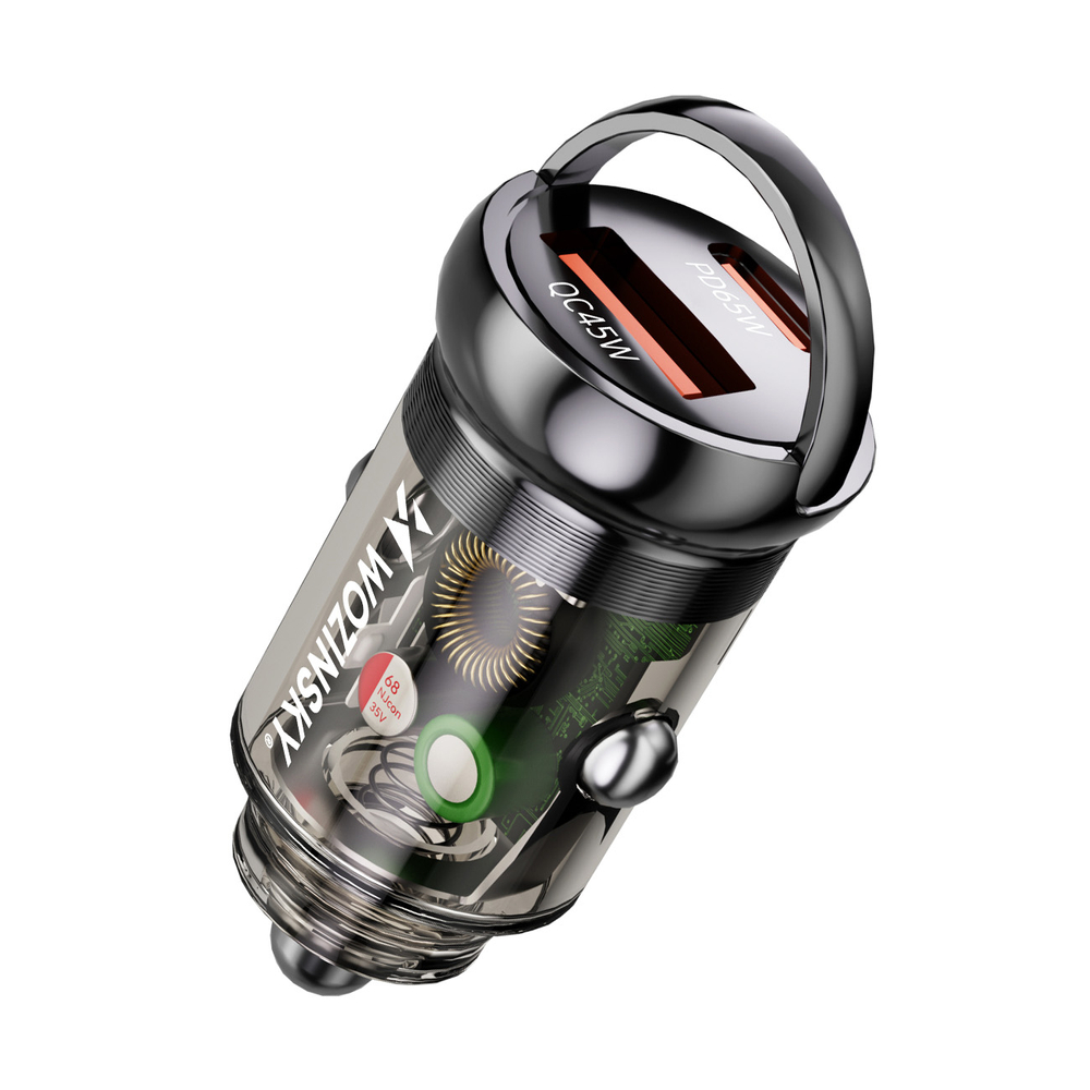 Wozinsky 65W Car Charger USB-C PD 65W / USB-A 45W QC 3.0 - Black (0)