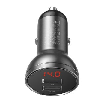 Baseus Digital Quick Car Charger 2xUSB 24W PD, Grey