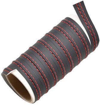 Car Interior Decorative Trim Strip 2m, Black with Red Stitching