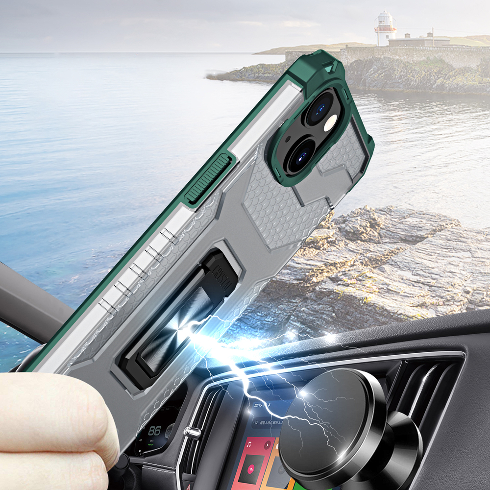 Apple iPhone 13 6.1'' Crystal Ring Case Tough Rugged Cover, Green (2)