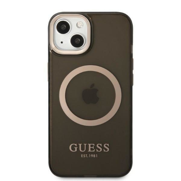 Guess Gold Outline Translucent MagSafe Case for iPhone 13 - Black (1)