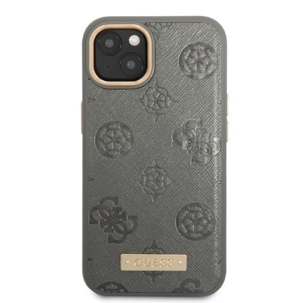 Guess Peony Logo Plate MagSafe Case for iPhone 13, Grey (1)