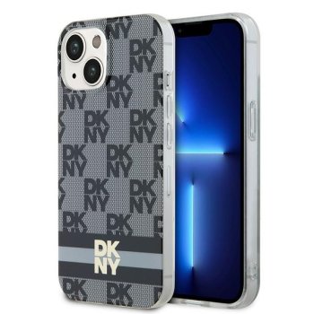Apple iPhone 13 6.1'' DKNY IML Checkered Mono Pattern Printed Stripes MagSafe Case Cover, Black