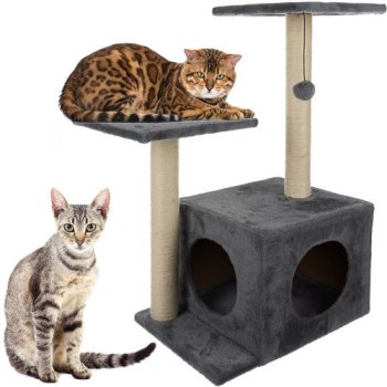 Cat House Tree with Sisal Scratching Posts - 71cm, Gray/Beige