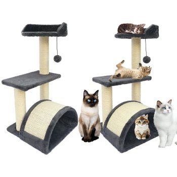 4-Level Cat Tree with Scratching Post, Condo and Bridge, 68 cm