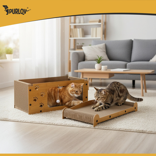 2-Level Cardboard Cat Scratcher House and Bed Purlov 27016 (2)