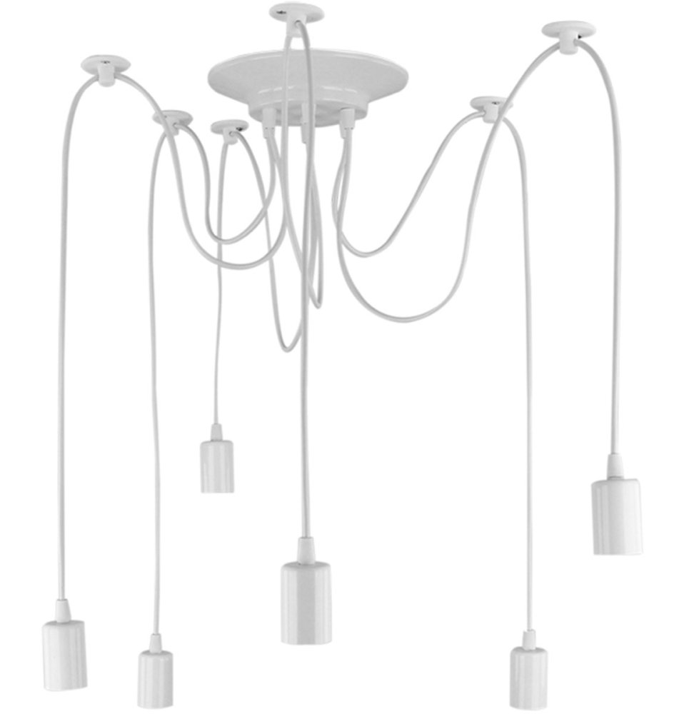 Ceiling chandelier with 6 E27 sockets, white (1)
