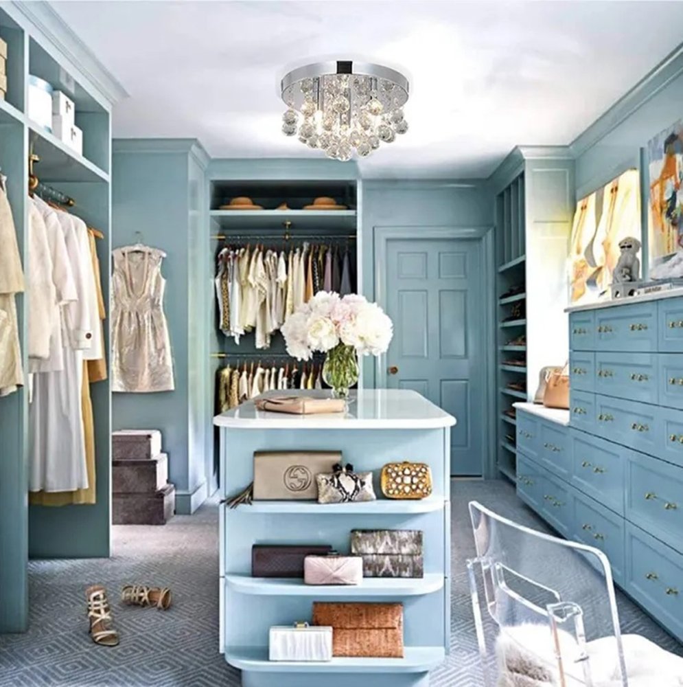 Glamour Crystal 3-Light Ceiling Light Fixture, Chrome (3)