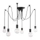 Ceiling chandelier with 6 E27 light sockets, black