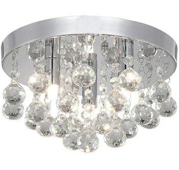 Glamour Crystal 3-Light Ceiling Light Fixture, Chrome