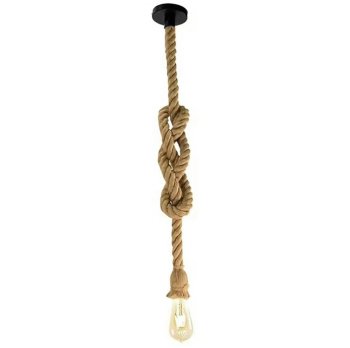 Ceiling lamp E27 with jute rope, single, black/brown