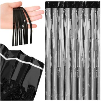 Foil Fringe Curtain Party Backdrop Ruhhy 26172, 2x1 m, Black