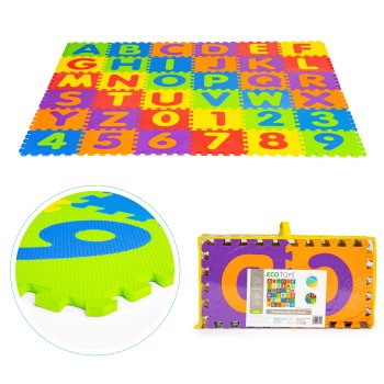 Large Foam Puzzle Play Mat for Kids Alphabet & Numbers 178x178 cm 36 Tiles ECOTOYS