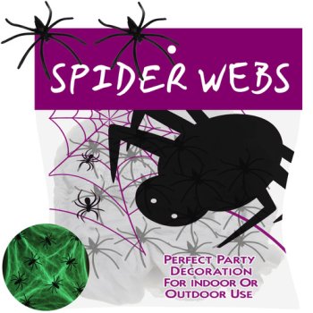 Ruhhy Glow in the Dark Spider Web with 20 Spiders, Halloween Decoration 26214