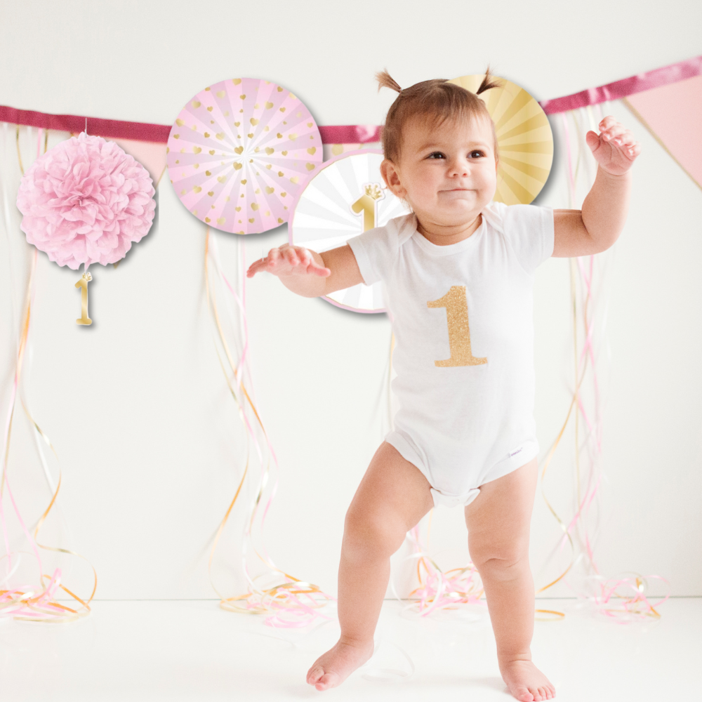 Girl's 1st Birthday Decoration Set, 5 Pcs, Pink (3)
