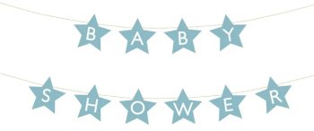 Baby Shower Star Banner Garland for Boy, Light Blue, 290 cm
