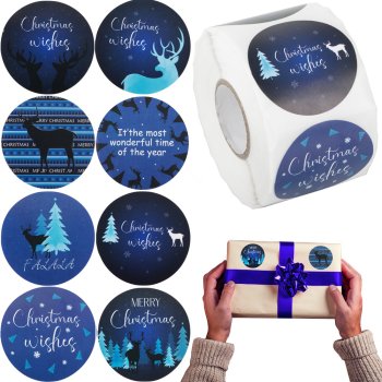 Decorative Christmas Stickers for Gifts on a Roll, 500 pcs