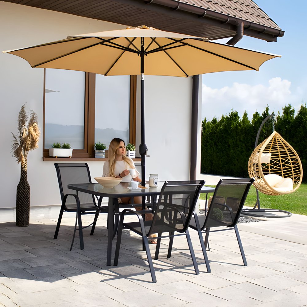 MultiGarden Glass Garden Table 120x70 cm for Patio with Parasol Hole (0)