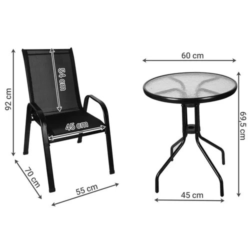 Gardlov Balcony Bistro Set: Garden Table and 2 Chairs 23461, Black (1)