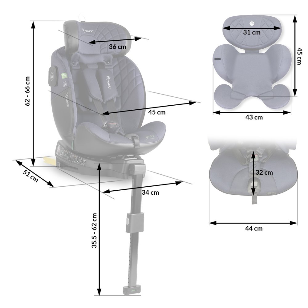 Nukido Aero Line Swivel Child Сar Seat, Black and Navy Blue, 0-36 kg ISOFIX (0)