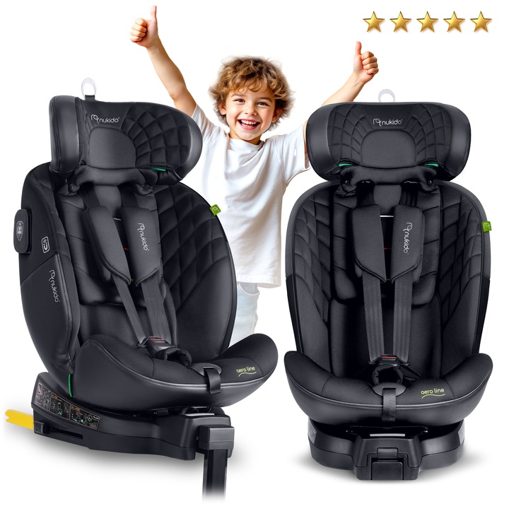 Nukido Aero Line Swivel Child Car Seat Black 0-36 kg ISOFIX (4)