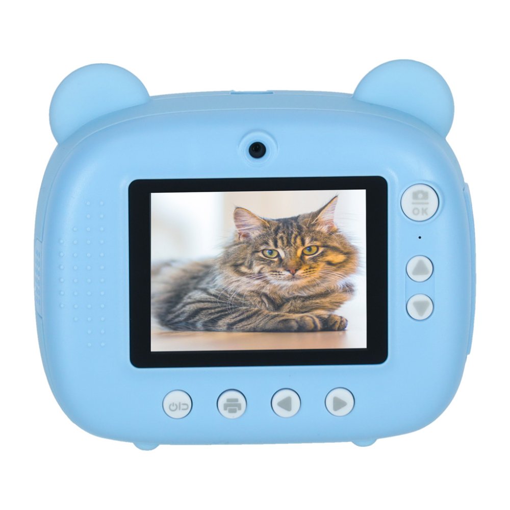 Kids' Instant Print Camera with Thermal Printer, Bear Design, 32GB Card, Blue (2)