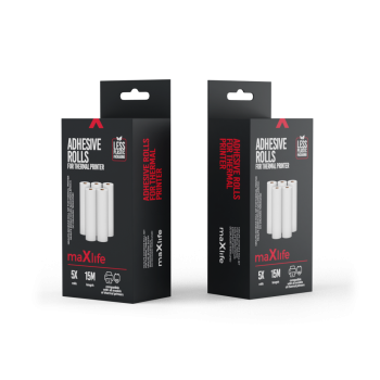 Maxlife Self-Adhesive Thermal Sticker Paper, 5-Roll Pack for Mini Thermal Printers