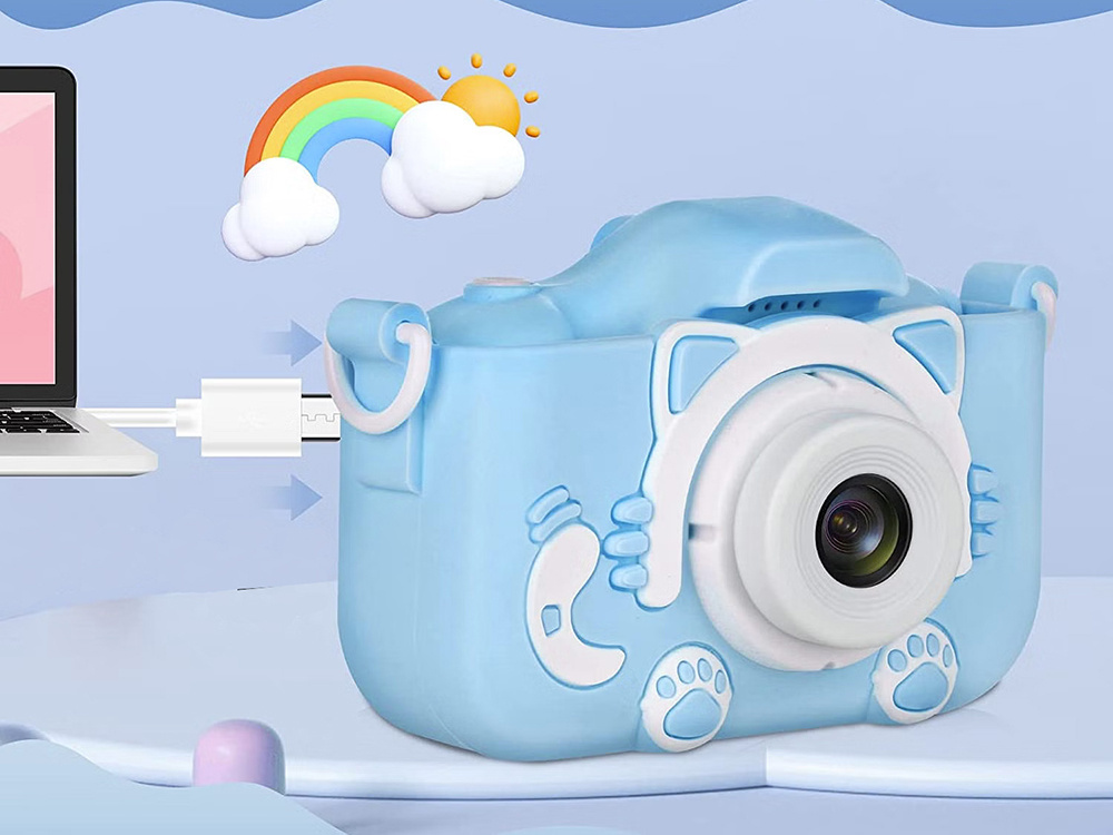 Children HD 1080P Mini Digital Camera with Games Cat, Blue (2)