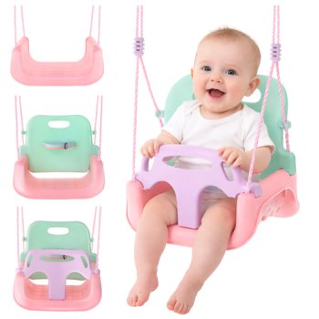 3-in-1 Baby and Toddler Swing Kruzzel Indoor Outdoor, Pastel