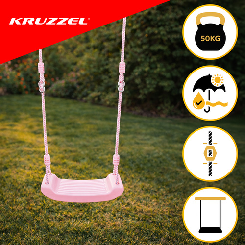 Children's plastic swing with ropes for home and garden, pink (1)