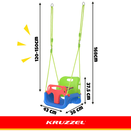 Kruzzel 3-in-1 Kids Swing for Home and Garden, Green-Blue (3)