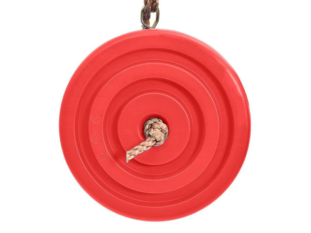 Children's garden swing with round plastic seat and adjustable rope red (2)