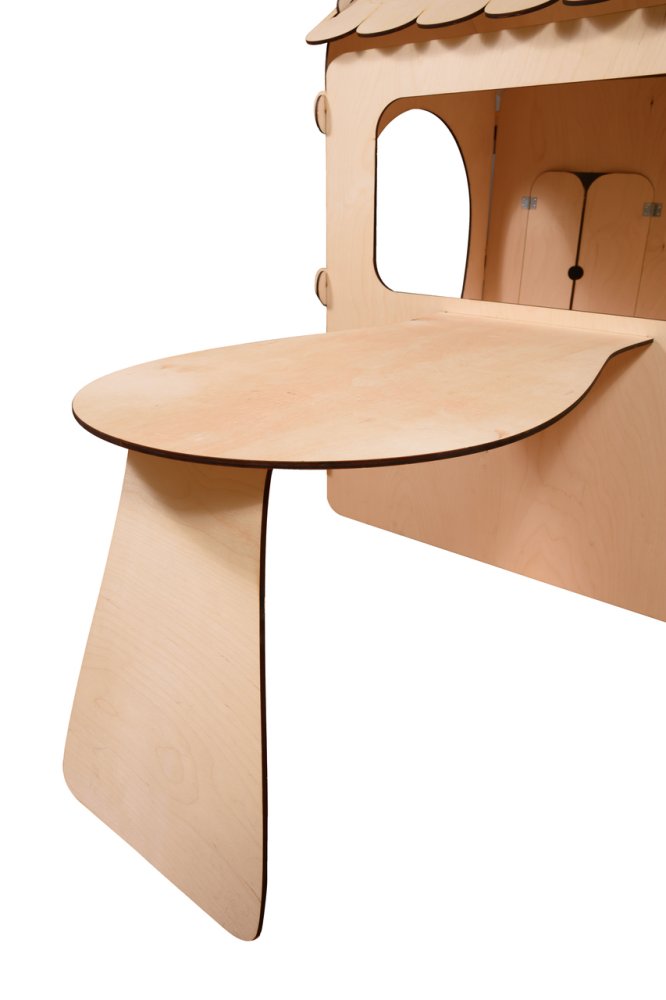 Kids Indoor Outdoor Garden Wooden Play House with Table and Chalk Board, 86x137x105 cm (7)