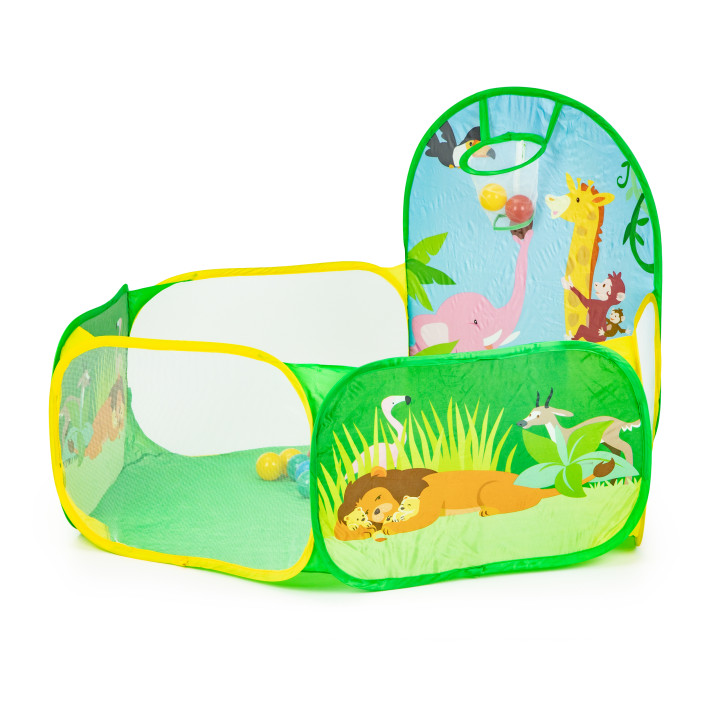 IPLAY Kids Ball Pit Play Tent with 50 Balls and Basketball Hoop (1)