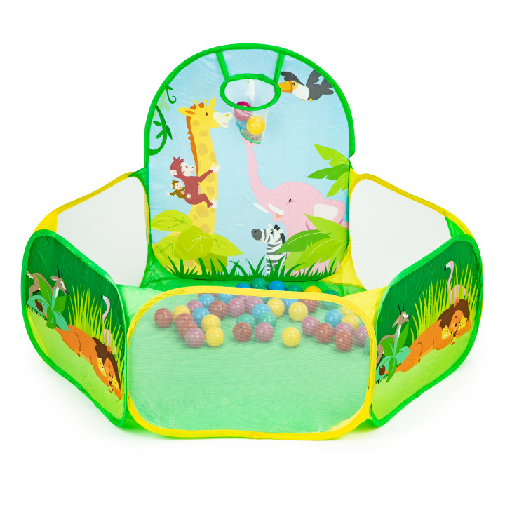 IPLAY Kids Ball Pit Play Tent with 50 Balls and Basketball Hoop (3)