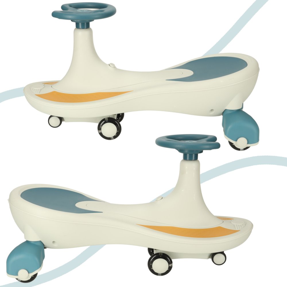 Kids Gravity Car with Glowing LED Wheels and Music, Blue/White (4)