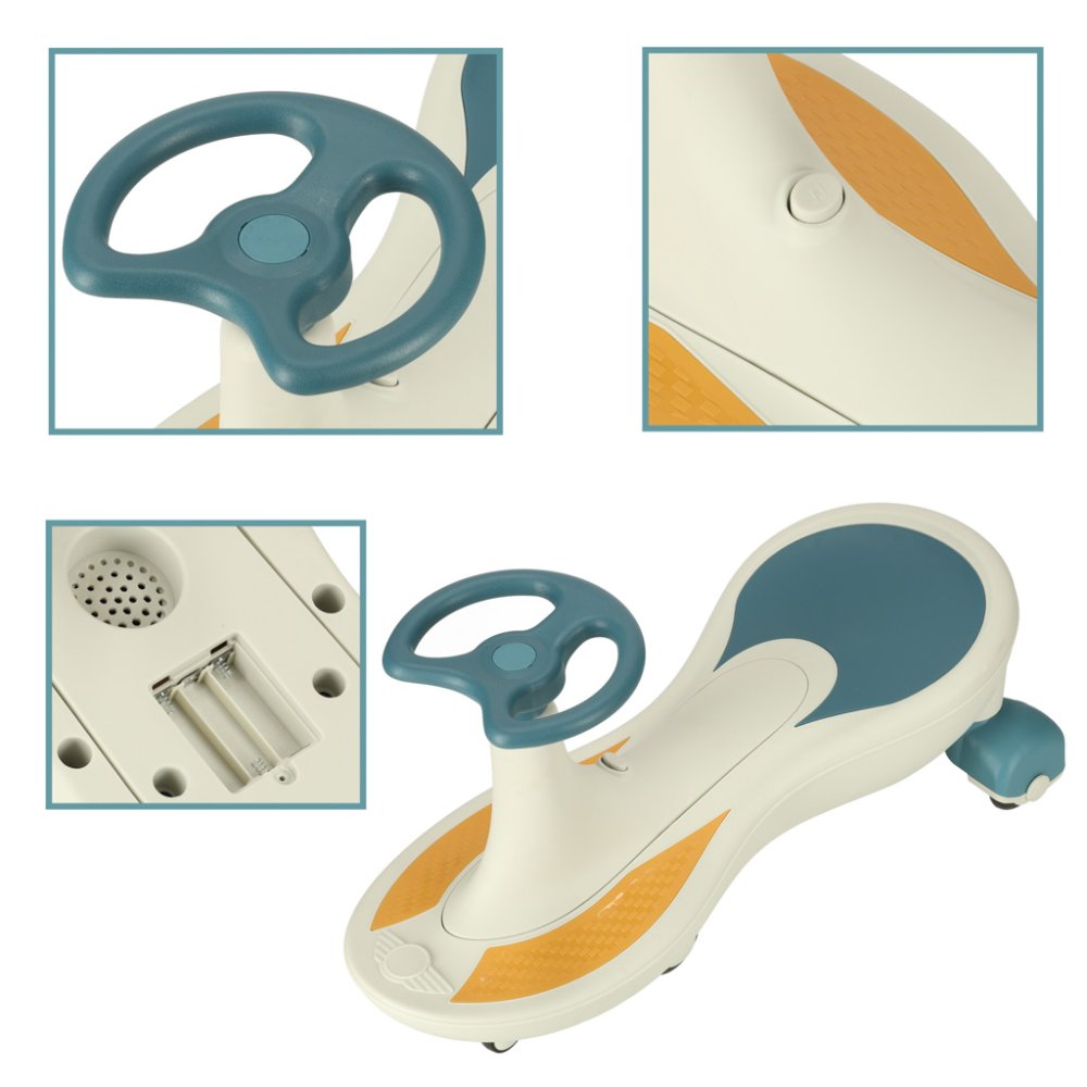 Kids Gravity Car with Glowing LED Wheels and Music, Blue/White (3)