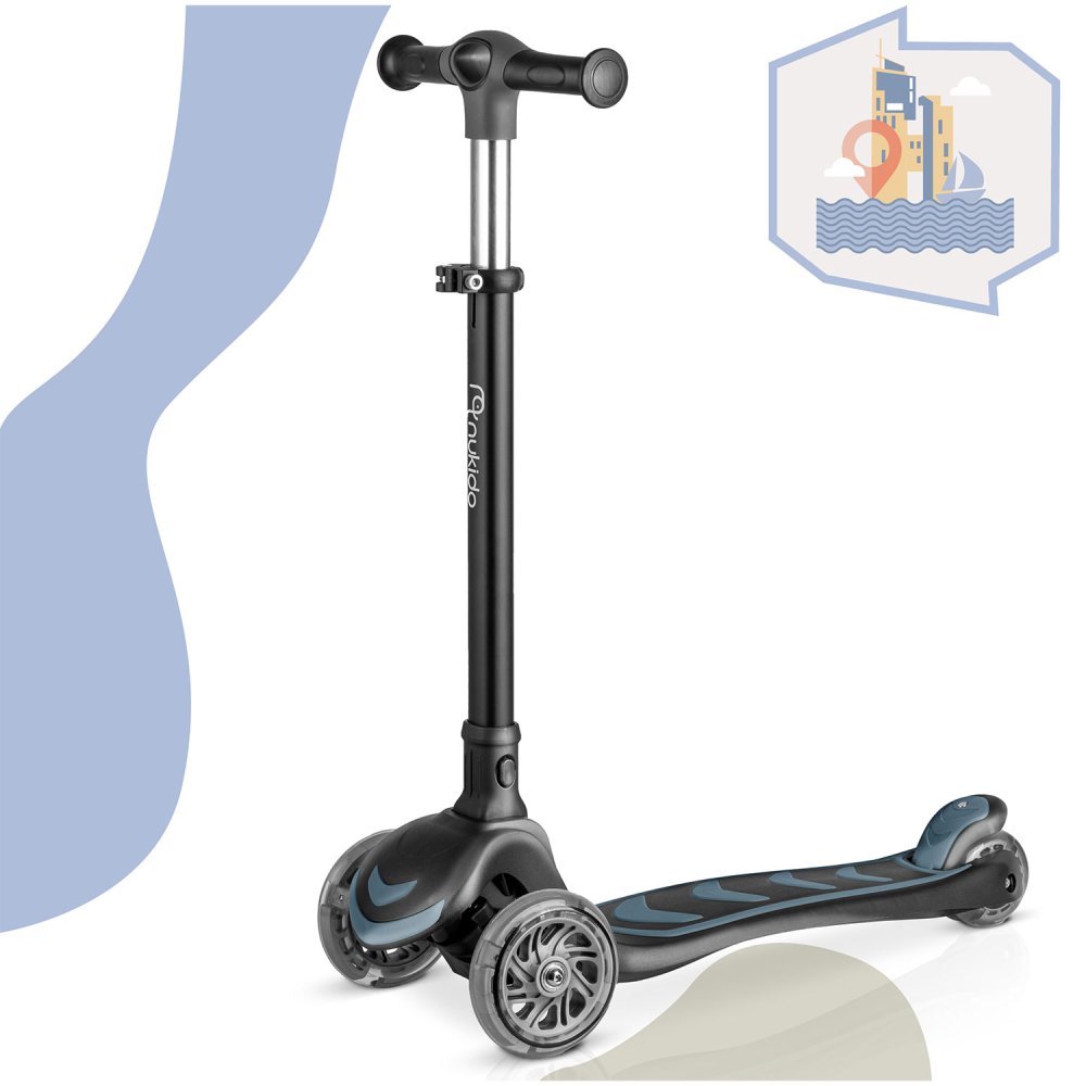Nukido Flippo 3-Wheel Scooter for Kids with Removable Seat, Black (3)