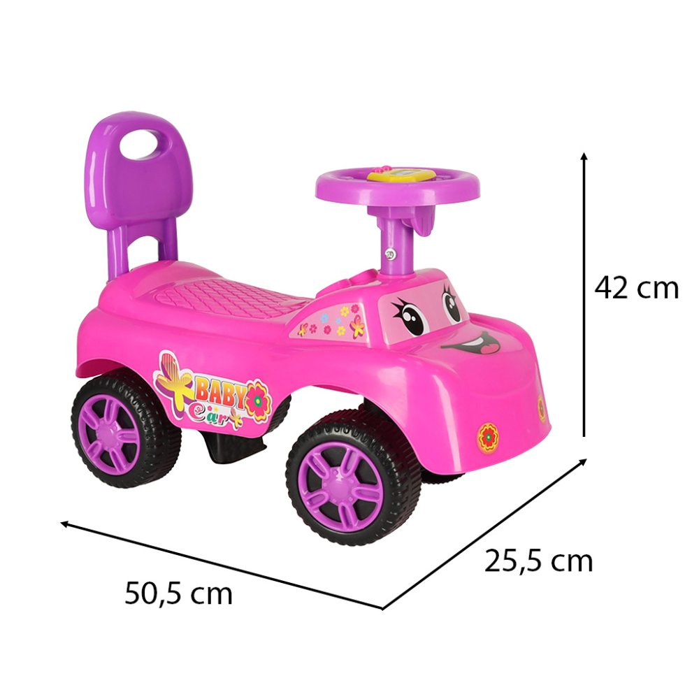 Step Car with Push Handle Kids Ride On Toy Vehicle, Pink (0)