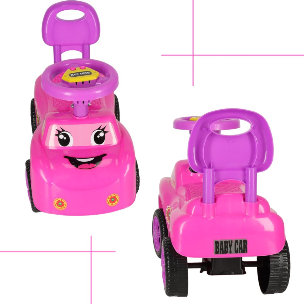 Step Car with Push Handle Kids Ride On Toy Vehicle, Pink (5)