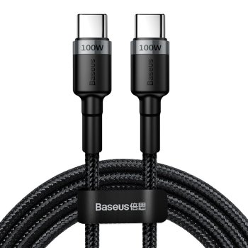 Baseus Cafule Nylon USB Type C to USB Type C Data Charging Cable 100W, 2m, Black