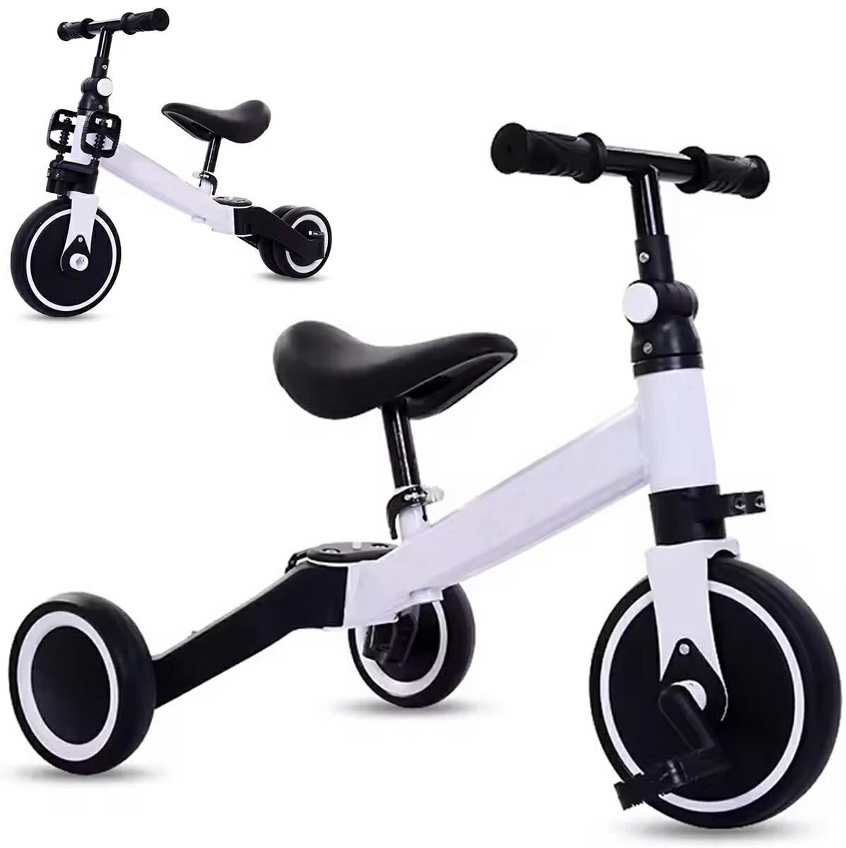 Children's balance bike with adjustable seat, white