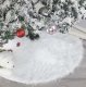 Plush Faux Fur Christmas Tree Skirt Ruhhy 22227, 120 cm, White