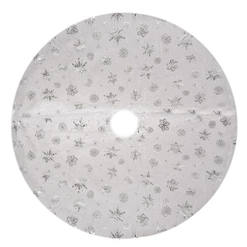 Plush Christmas Tree Skirt 120cm Ruhhy 22224, White and Silver (2)