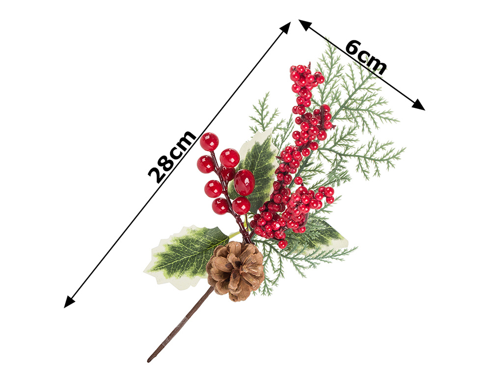 Decorative Christmas Branch, Rowan Berries Sprig, 28 cm (4)