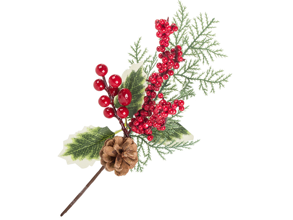 Decorative Christmas Branch, Rowan Berries Sprig, 28 cm (5)