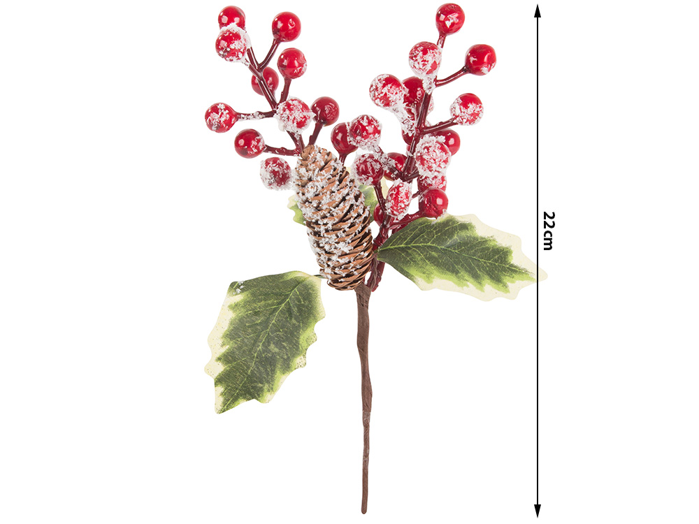Decorative Christmas Branch, Rowan Berries Sprig, 22 cm (8)