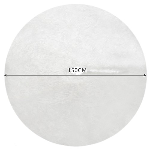 Large Faux Fur Christmas Tree Skirt Mat 150 cm Ruhhy 22228, White (6)