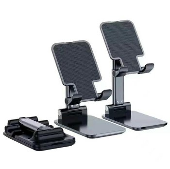 Foldable Desk Stand for Phone and Tablet, Adjustable, Black
