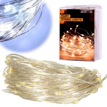 LED Christmas Fairy String Lights 5m, 50 LED, Cold White